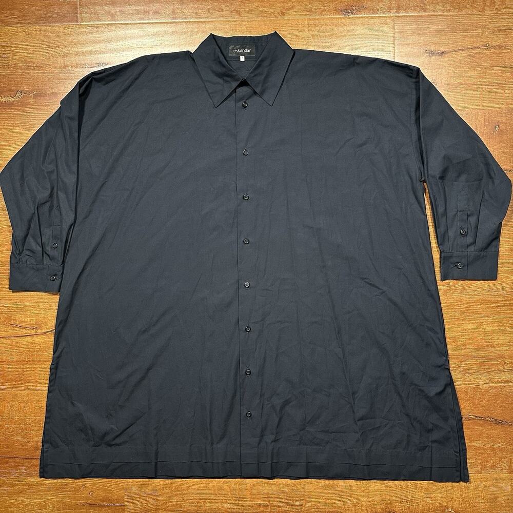 Eskandar Shirt Dress 1 Black Woven Button Up Contemporary Designer Luxury City
